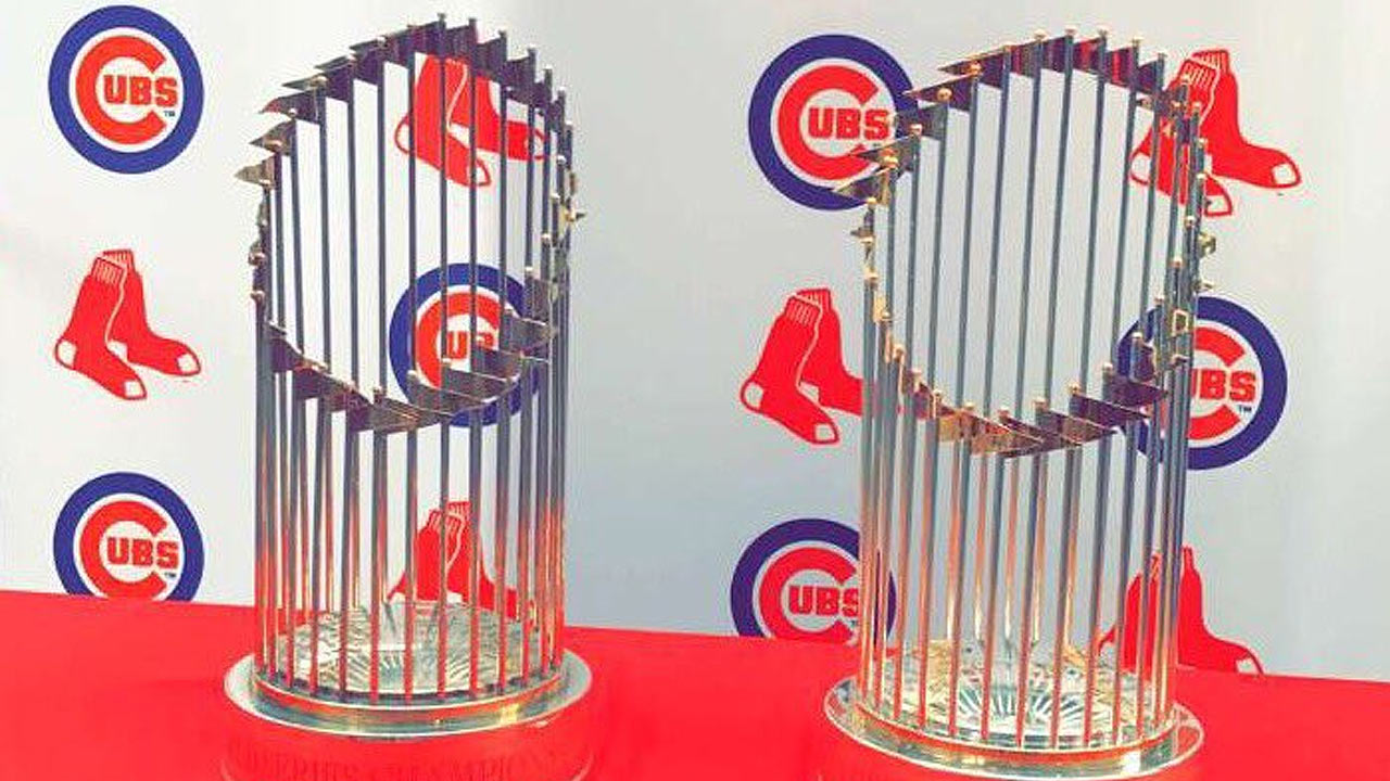 Fans pose with curse-breaking Series trophies