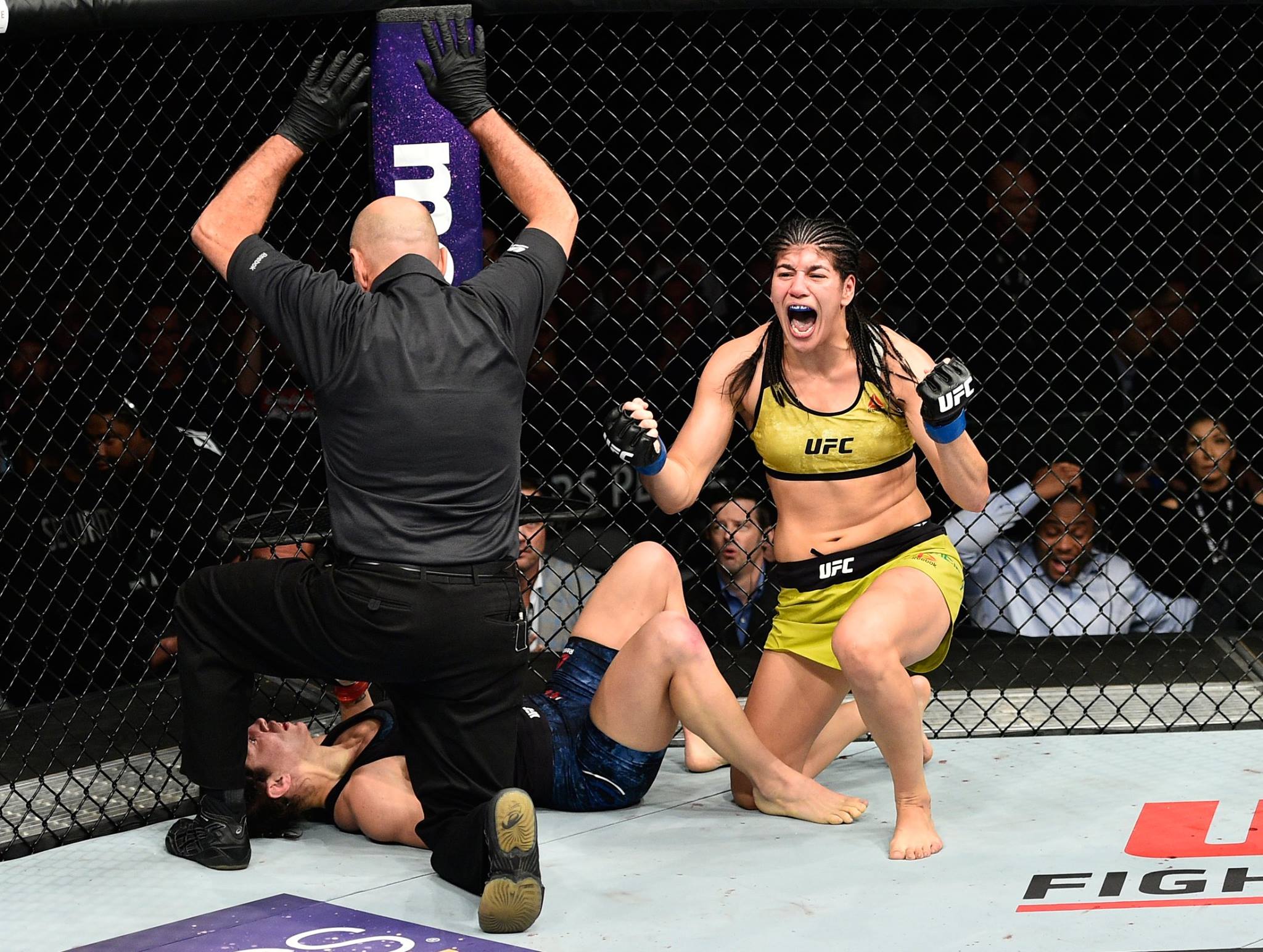 Ketlen Vieira chokes Olymipic Medalist McMann for the win at #UFC215